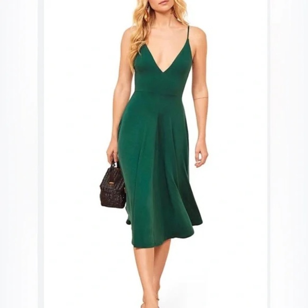 Reformation Strada plunge V-neck Dress - XS